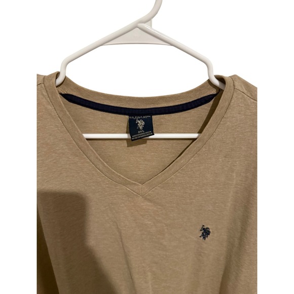 U.S. Polo Assn. Men's 3XL Tan V-Neck T-Shirt Classic Polo Logo Short Sleeve - Picture 4 of 5